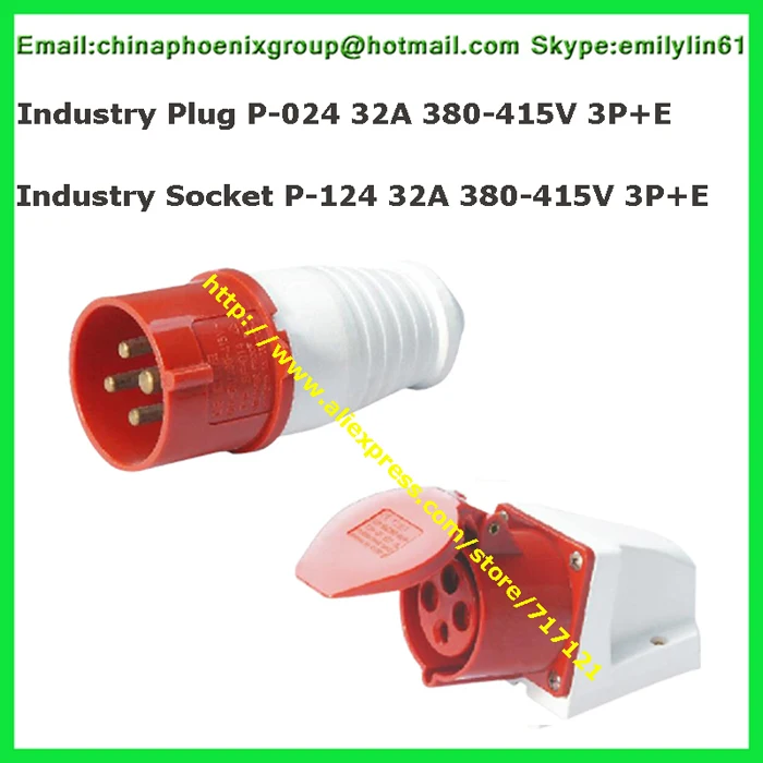 industrial plug socket connector 32A 4Pin 380 415V Plug + Coupler