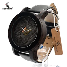 BOBO BIRD K08 Ebony Unique Quartz Wrist watch for Men Luxury Top Brand And Leather Strap with Japanese Movement in Gift Box