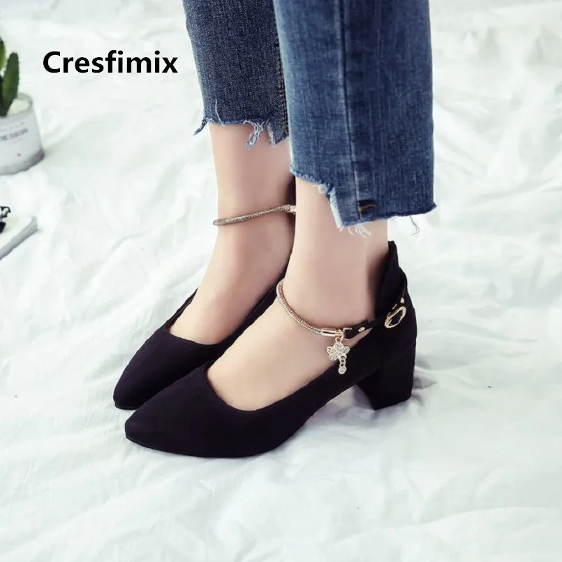 Women Cute Comfortable Black High Heel Pumps Lady Cool Black Spring & Autumn High Heel Shoes Grey Shoes Tacones Altos E3214