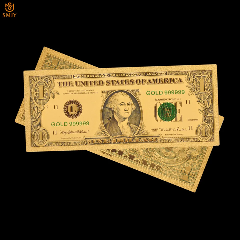 Золотая банкнота США 1 доллар деньги в 24 к золотая пластина коллекция банкнот и поддельные деньги бумага подарки