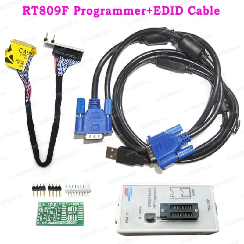 RT809F программатор+ 9 элементов+ 1,8 в/SOP8 SOP16 адаптер гнездо+ Sop8 IC клип VGA lcd ISP универсальный программатор - Цвет: RT809F EDID Cable