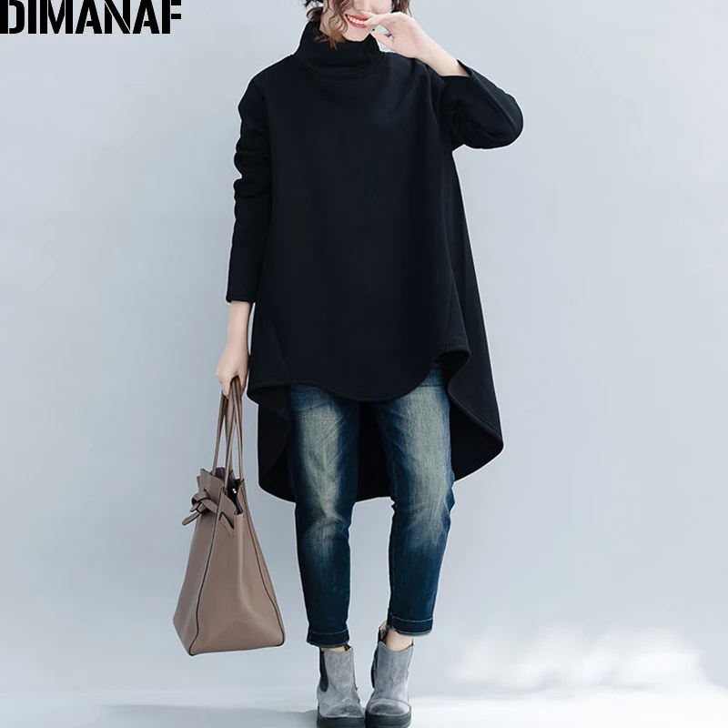 DIMANAF Plus Size Women Pullover Winter Warm Hoodies Sweatshirts Cotton Knitted Thicken Top Female