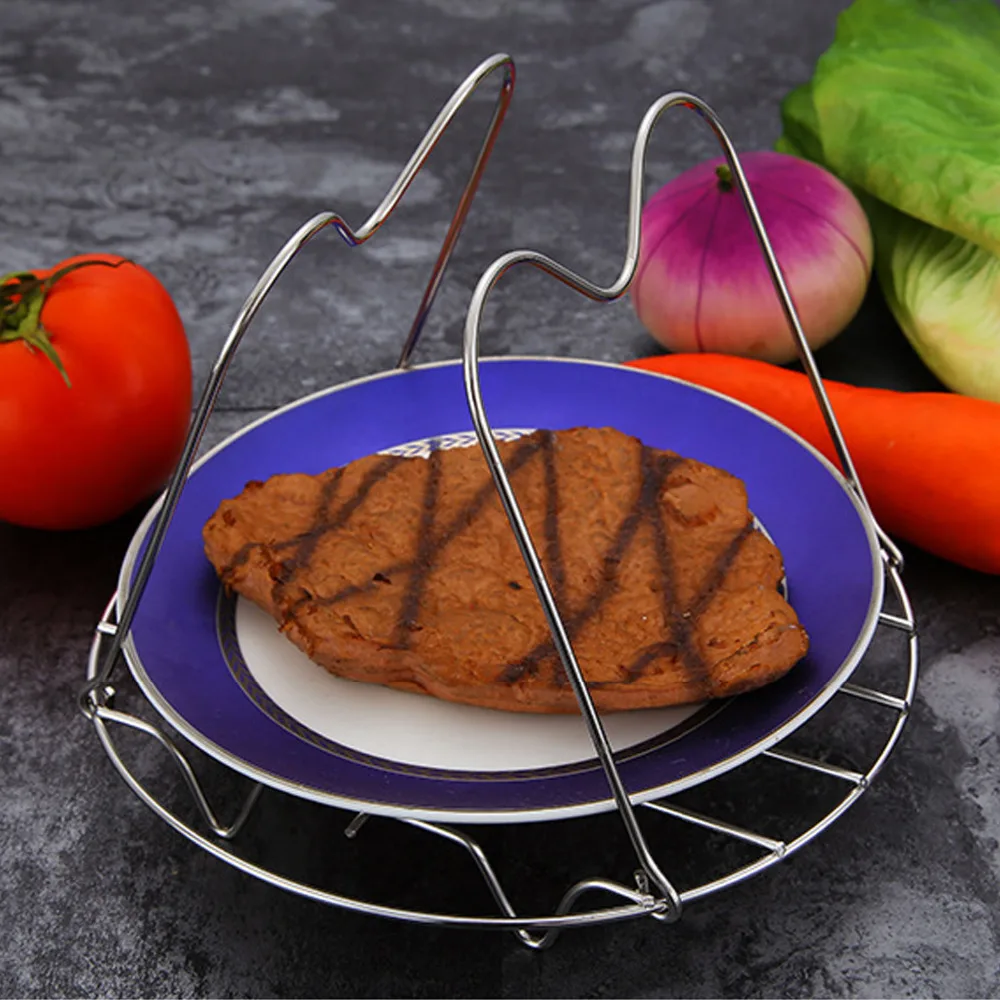 Behogar Stainless Steel Steamer Rack Trivet w/Handles for Electric