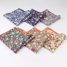 Pañuelos pañuelos de algodón de estilo nuevo pañuelos cuadrados de bolsillo para hombre de cachemir con flores rosas