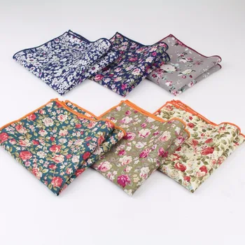 

New Style Hankerchief Scarves Vintage Cotton Hankies Men's Pocket Square Handkerchiefs Rose Flower Paisley