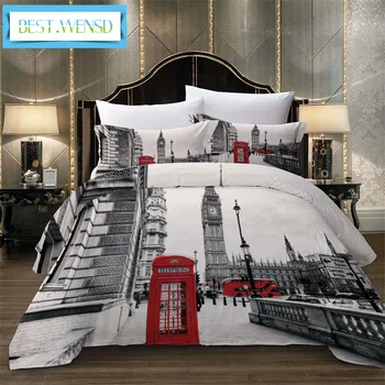

BEST.WENSD DropShip 3D Bedding Set Print Duvet cover set Bedclothes with pillowcase bed set Home Textiles 2/3pc Famous buildings