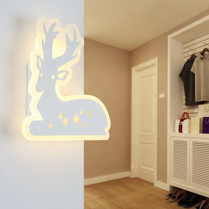 

Modern Loft Kitchen LED Wall Lamp Creative Aisle Bedside Lamp Children Room Deer Acrylic Lamp Cafe Light Free Shipping