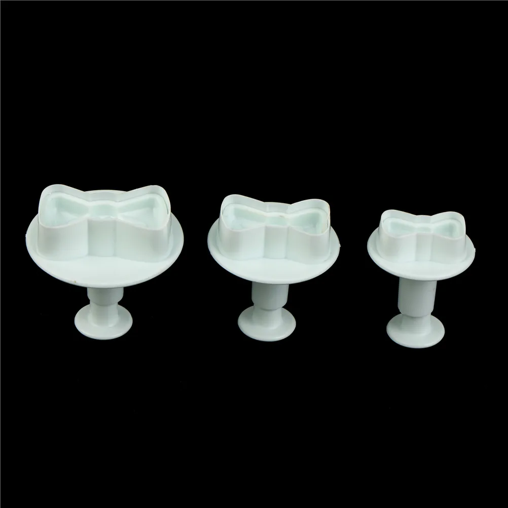 3 Pcs Plastic Bowknot Cookie Biscuit Cutter corating Plunger Fondant Mold | Дом и сад