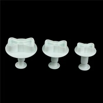 

3 Pcs Plastic Bowknot Cookie Biscuit Cutter corating Plunger Fondant Mold