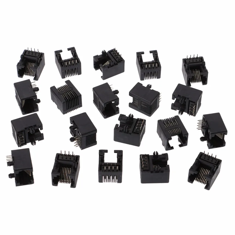 

20 Pcs RJ45 8P8C Computer Internet Network PCB Jack Socket Black New 2018