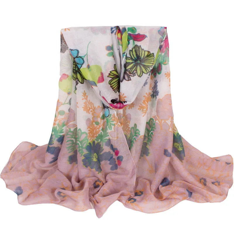 Новинка, модные розовые цветочные принты, легкие женские большие длинные шарфы, летние большие роскошные шали - Цвет: ndg1447-flowers