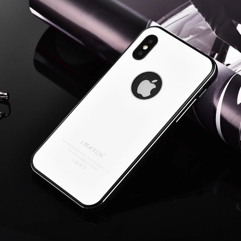 iMatch Aviation Aluminum Alloy Metal Bumper Tempered Glass Back Cover Case for Apple iPhone X