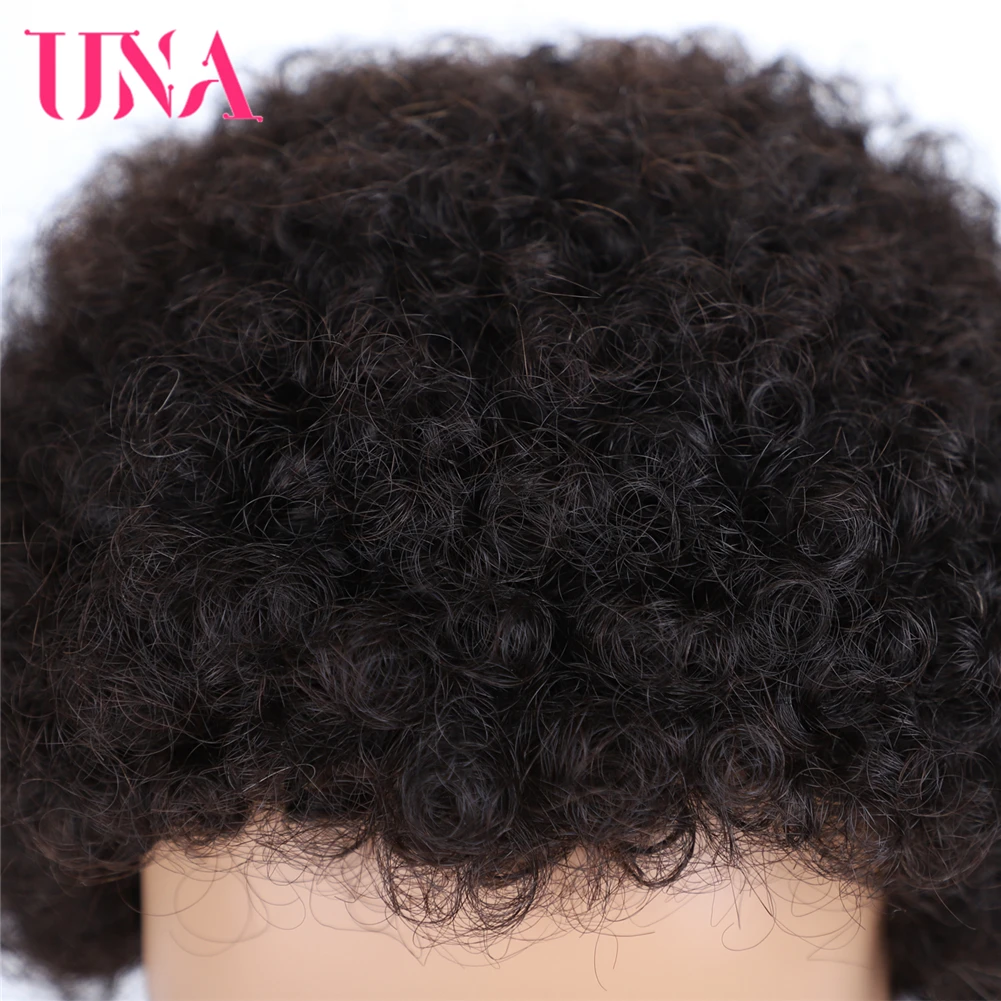 UNA короткие парики из человеческих волос, не Remy человеческие волосы парики 120% Плотность перуанский Джерри локон человеческих волос афро парики для Для женщин Средний соотношение