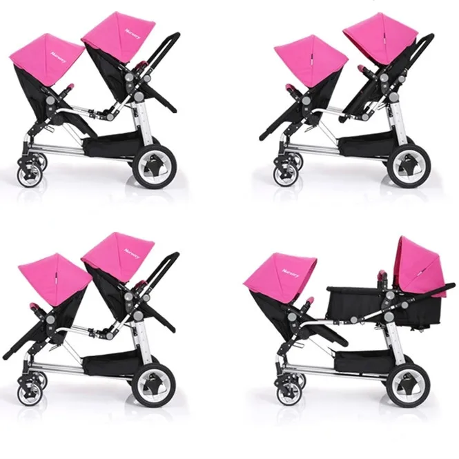 Red Pink Green Top Quality Double Infant Stroller for Twins Easy to Clean EVA Wheel Twins Infant