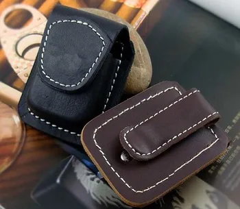 

Oil Kerosene Lighter Cow Leather Case Molle Waist Pack Handmade Cover Bag Brown Black Color