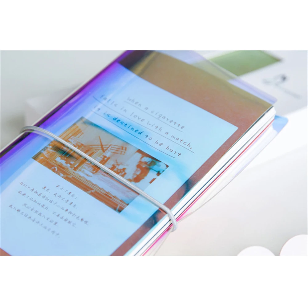 

2018 2019 Fashion Laser Color PVC Notebook Diary Book Travel Journal Gift Blank Ruled Grid Paper Office Stationery