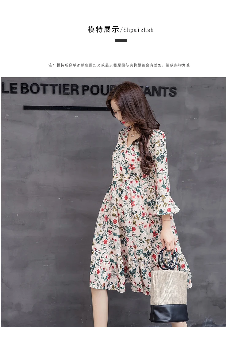 Summer 2018 Elegant Celebrity Pregnant Women loose Plus Size Short Sleeve Chiffon Casual V-neck Women Dresses (16)