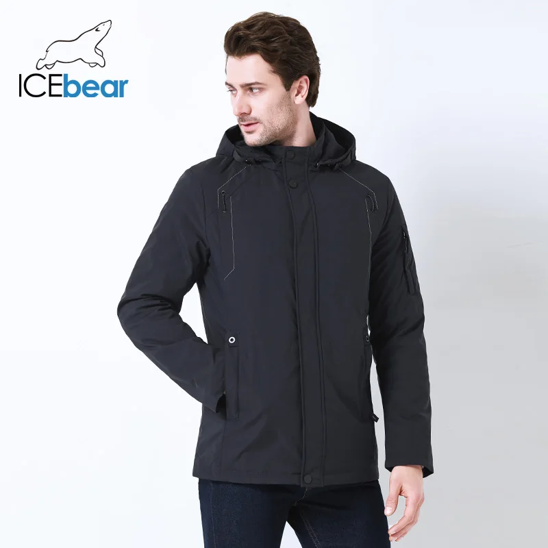 ICEbear 2019 осенняя куртка средней длины для мужчин с большим карманом ветрозащитная