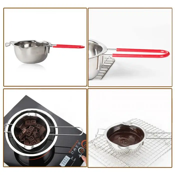 1pc Hook Design Stainless Steel Bowl Butter Chocolate Melting Pot Heating Spoon Pan DAG-ship