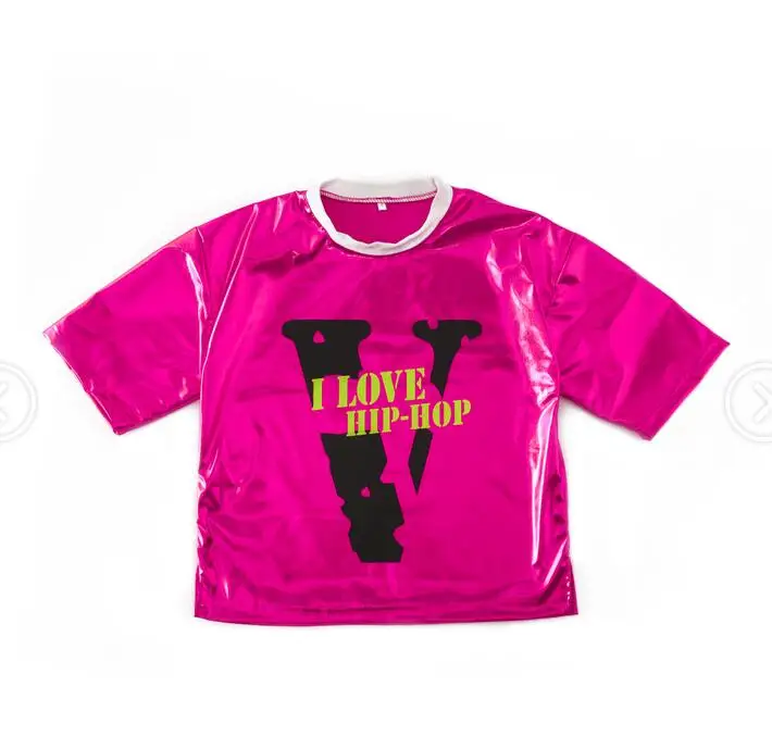 Детская свободная одежда в стиле хип-хоп для девочек и мальчиков, толстовка, леггинсы, штаны, шорты, костюм для джазовых танцев, одежда для бальных танцев - Цвет: Розовый