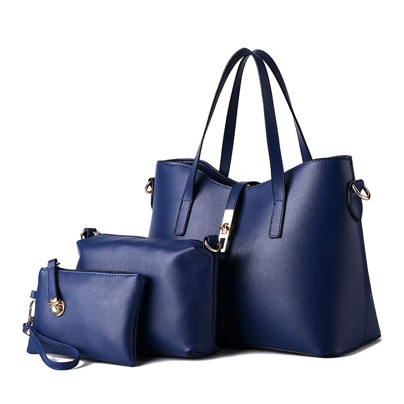 

2018 Luxury Brand Women Handbag Leather Shoulder Bags Stone 3 Pieces Female Bolsas Feminina Bag Set Bags Femme Designer Handbag
