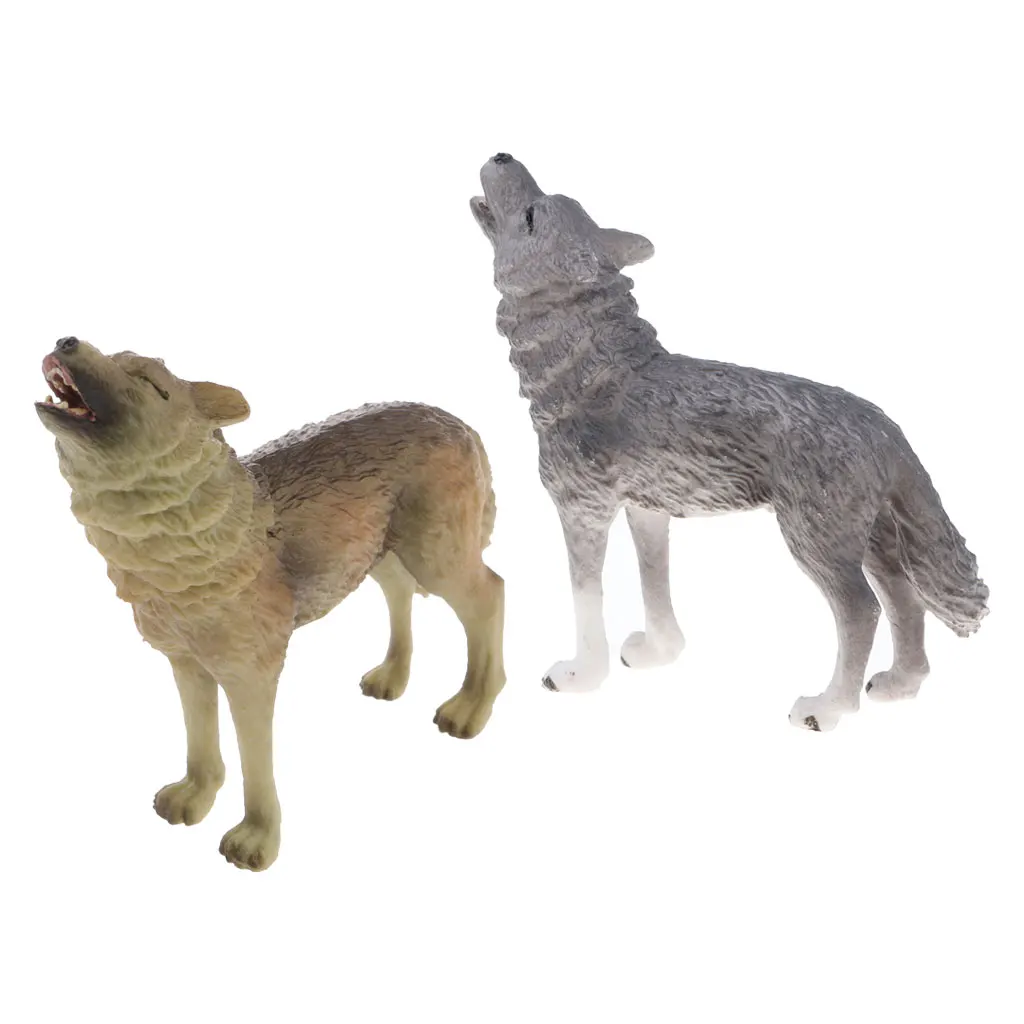 Plastic Howling Wolf Animal Model Figurines for Kids Gift Home Decor Crafts 