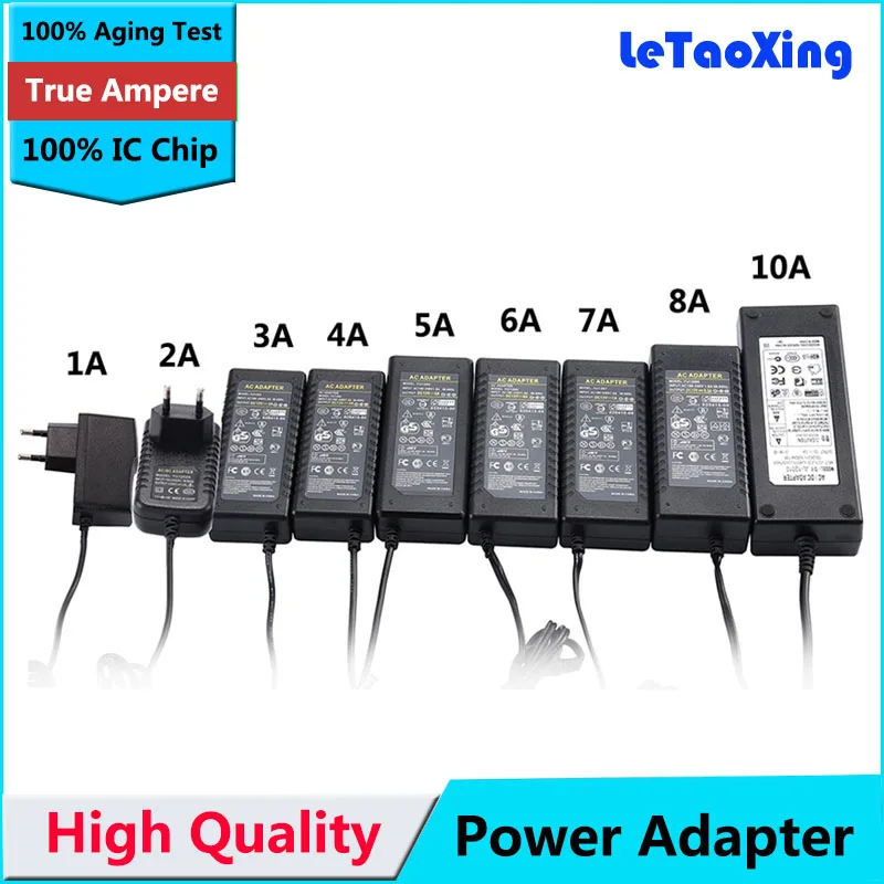 Высокое качество AC DC 12V 5V 48V Трансформаторы освещения 1A 2A 3A 5A 6A 7A 8A 10A адаптер