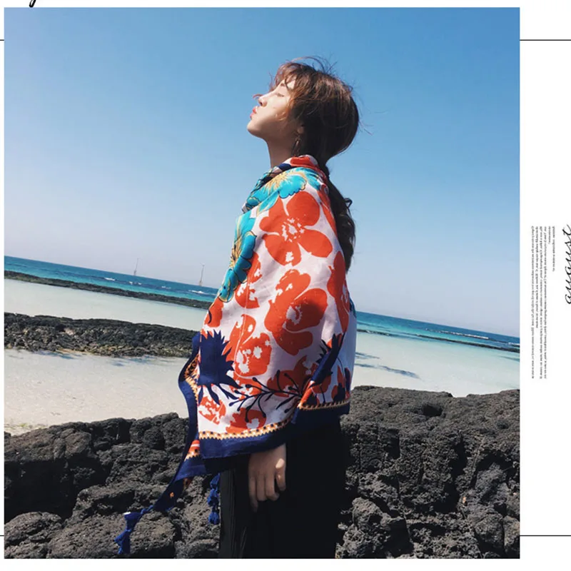 

Women's imitation silk scarf beach shawl spring summer autumn scarf plaid size beach shawl scarf for women