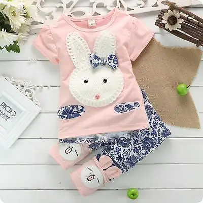 

2pcs Newborn Baby Boy Girl Clothes Rabbit Bunny Tops T-shirt+Pants Outfits Set