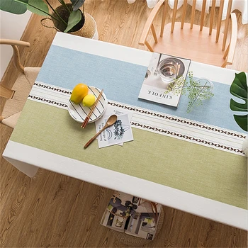 

Decorative White Chess Linen Table Cloth Tassel Oilproof Thick Stripe Rectangular Dining Home Wedding Table Cover Tablecloth