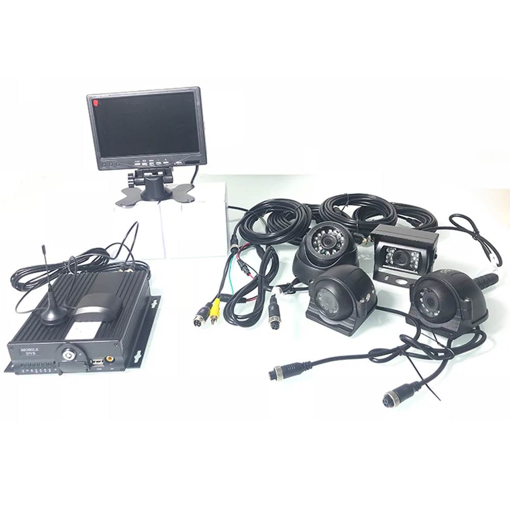 HD SD بطاقة دوري تسجيل 4 طريقة للرؤية الليلية 3G GPS شاحنة الرصد كيت حصادة/الثقيلة ماكينات/ حافلة مدرسية PAL/NTSC