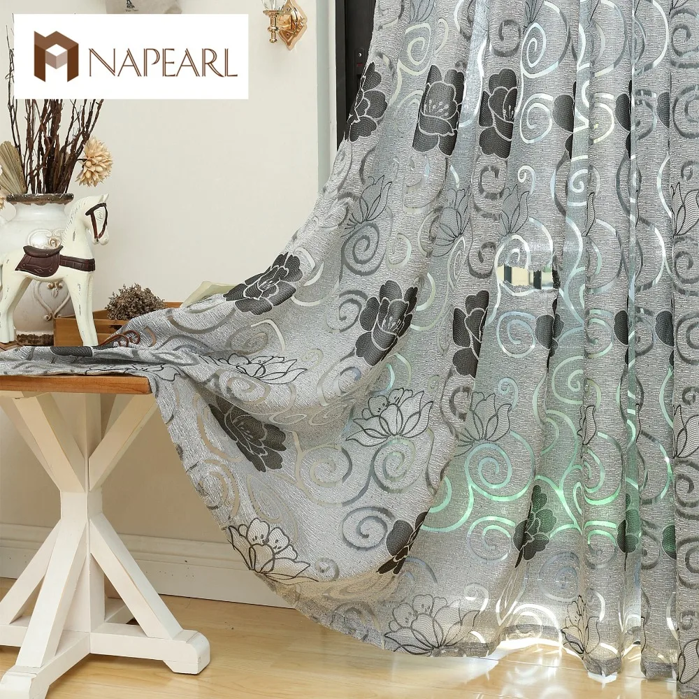 

NAPEARL Rustic floral design coffee curtain kitchen 3d curtains home textile decoration living room window curtain panel curtain