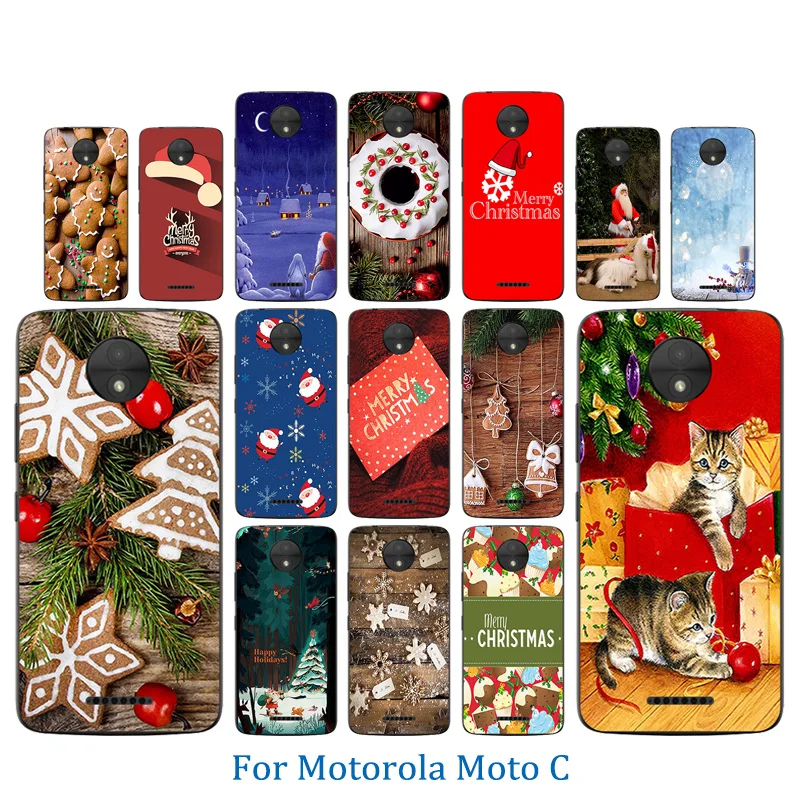 Чехол для Motorola Moto C 2017 силиконовый мягкий чехол из ТПУ с рисунком Merry X'MAS XT1750 XT1754 5