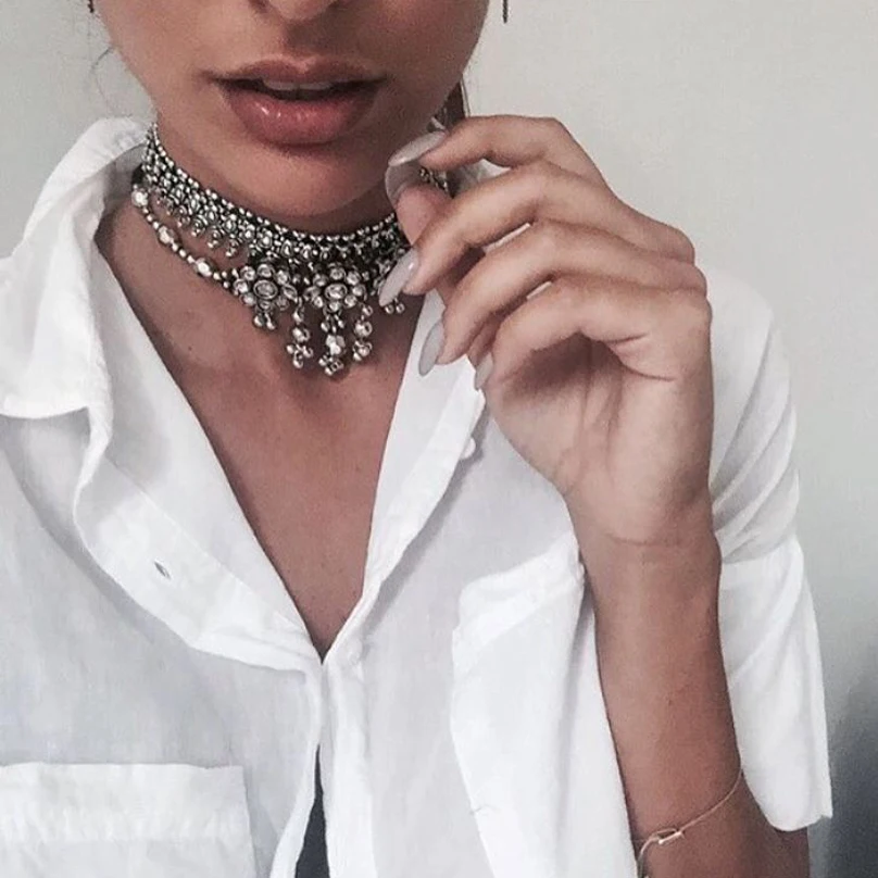Ladyfirst 2016 New Fashion Maxi Choker Necklace Boho Vintage Flowers Collar Statement Collier Trendy Jewelry For