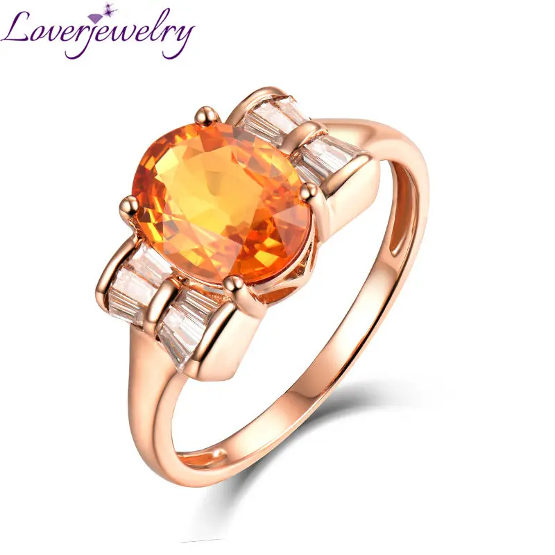 

LOVERJEWELRY Unplated Solid 14Kt Gold Genuine Yellow Sapphire Wedding Ring Good Quality Gem Diamond Fine Jewelry for Party
