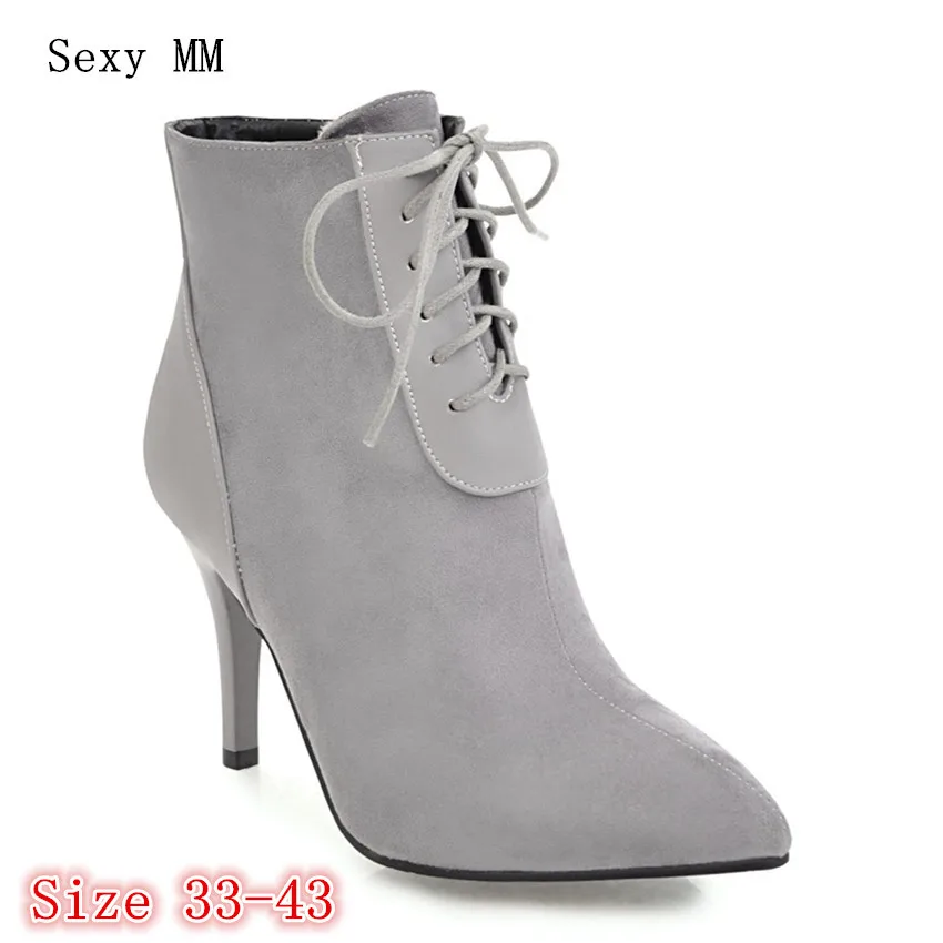 

Spring Autumn Winter Women Ankle Boots High Heels Woman Short Boots botas High Quality Plus Size 33 - 40 41 42 43
