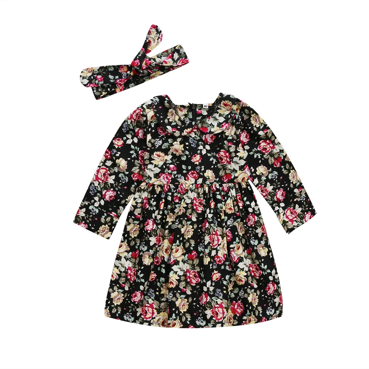 Toddler Infant Baby Girls Long Sleeve Floral Party Summer Dress