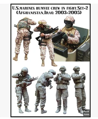 

1/35 Scale Unpainted Resin Figure US marines humvee crew in fighting 2 figures