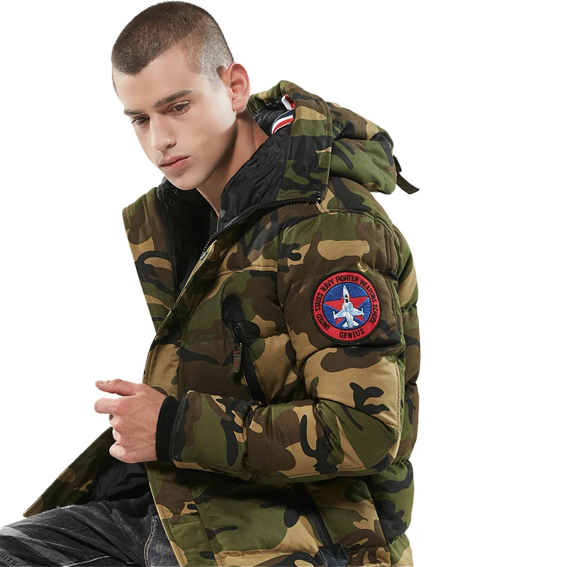 Günstig 2018 Bomber Winter Jacke Männer Verdicken Warme Taktische Parkas Mit Kapuze Mantel Camouflage Armee Militär Sticken Jacke Padded Mantel