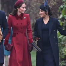 Новое поступление; красное шерстяное пальто принцессы Kate; Модное теплое двубортное пальто с отложным воротником