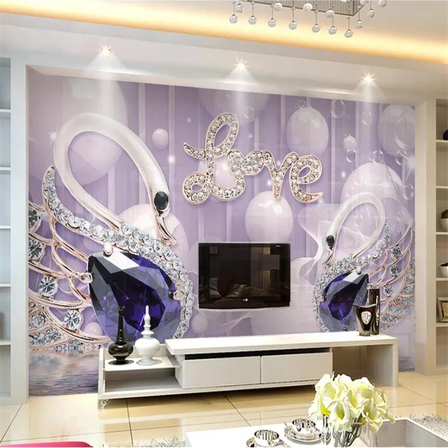 Sivyjdavu Achat Beibehang Personnalise Papier Peint 3d Amour Swan