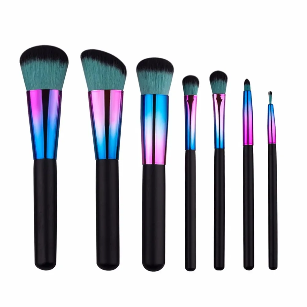

7pcs/set Fashionable Colorful Makeup Foundation Brush Powder Brushes Soft Nylon Wood Brush Appliance Kits Women makeup Tools