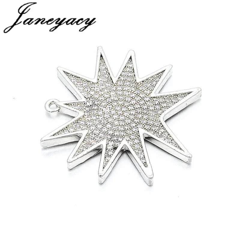 

L28*W30mm Fashion Women Necklace Earrings Pendant Accessories Jewelry Accesorios Brass DIY Zircon Pendant Accessories Connector
