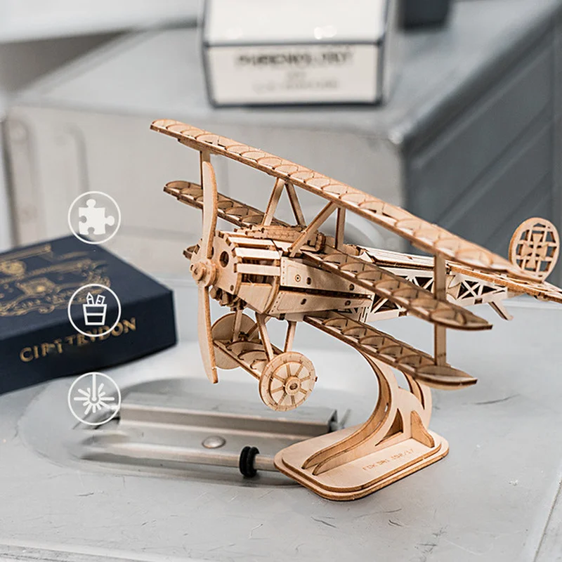 

Creative 3d Three-dimensional Puzzle Manual Diy Wooden Assembled Desktop Ornaments Aircraft Model Gift Boys Toys
