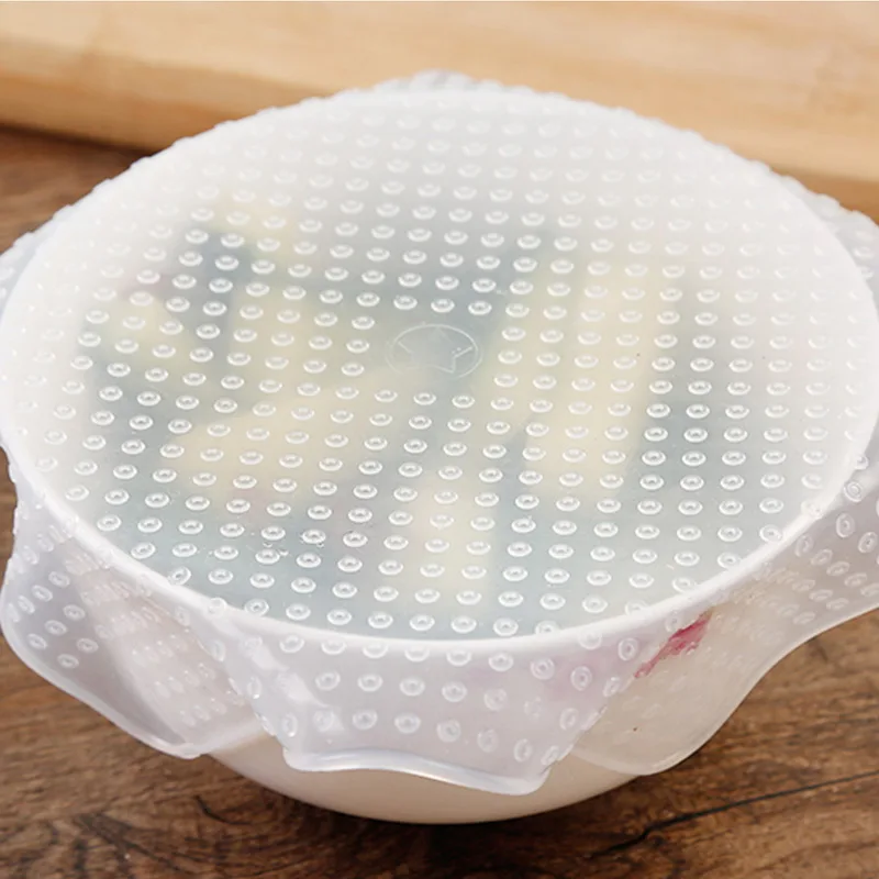 Reusable Kitchen Microwave Heating Cover Transparent Silicone Sealing Cover Refrigerator Plastic Wrap Kitchen Tool 1Pcs