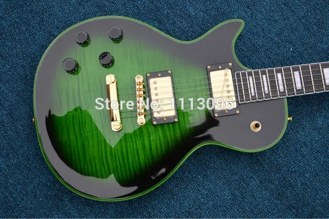 Best price at $206 Cheap Electric guitar FREE SHIPPING+LP CUSTOM SHOP ELECTRIC GUITAR+green burst colors+left hand guitar+GUITAR IN CHINA
