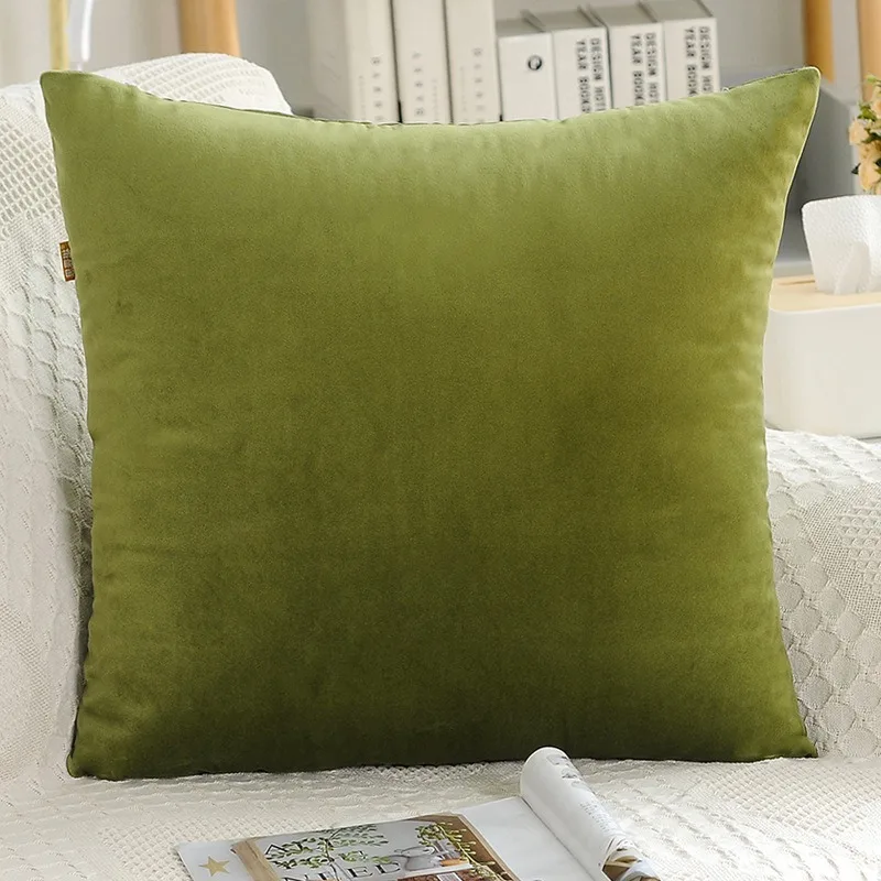 2 шт Декоративные удобные бархатные наволочки мягкие наволочки Soild Квадратные наволочки для дивана спальни автомобиля - Цвет: Grass Green