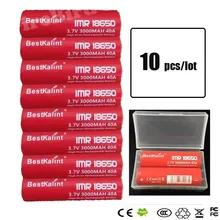 10pcs/lot IMR 18650 battery 3000mAh 40A 3.7v Rechargeable flat Top Batteries electronic cigarette battery