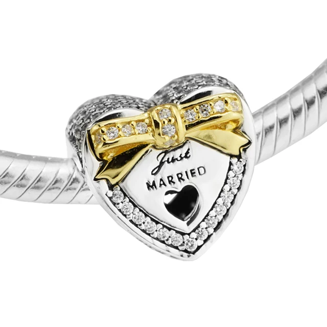 Fits For Pandora Charms Bracelets Wedding Heart Beads With 14k Real Fits For Pandora Charms Bracelets Wedding Heart Beads With 14k Real Gold Bowknot 100 925