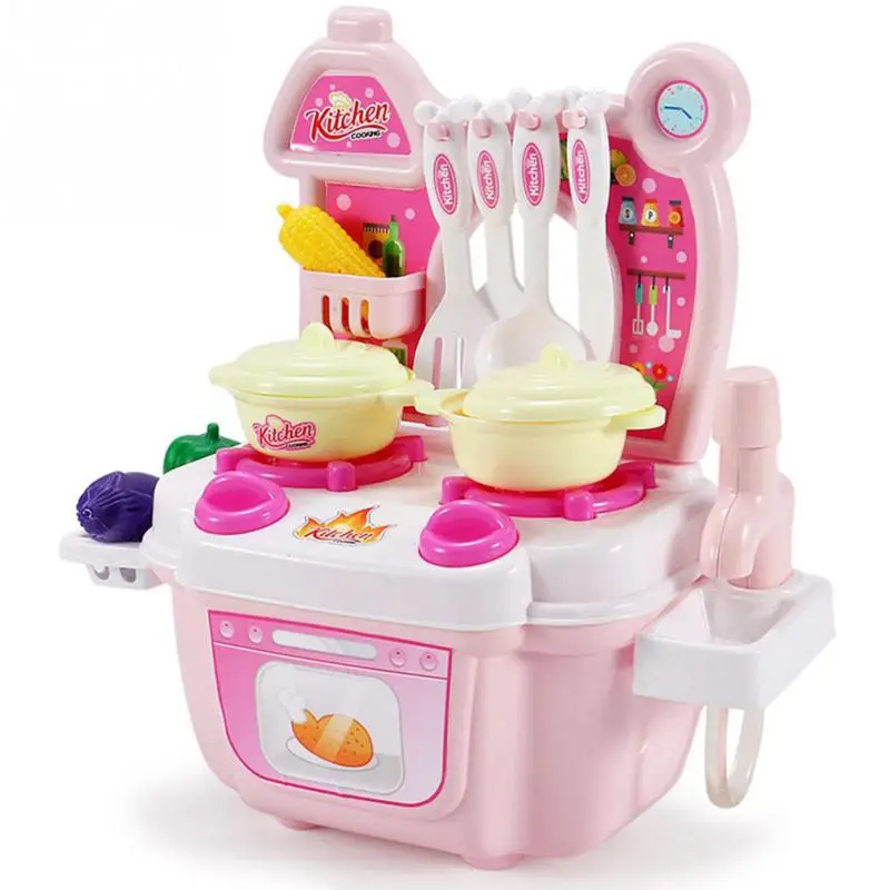 Детские принадлежности для приготовления на гриле набор игрушек для Кухня набор для барбекю, играя ролевая игра игрушка для детей девочек игры посуда игрушки - Цвет: Розовый